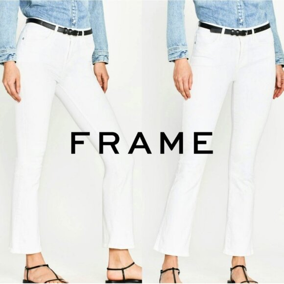 Frame Denim Le Crop Mini Boot White Jeans Size 27 - Picture 1 of 14